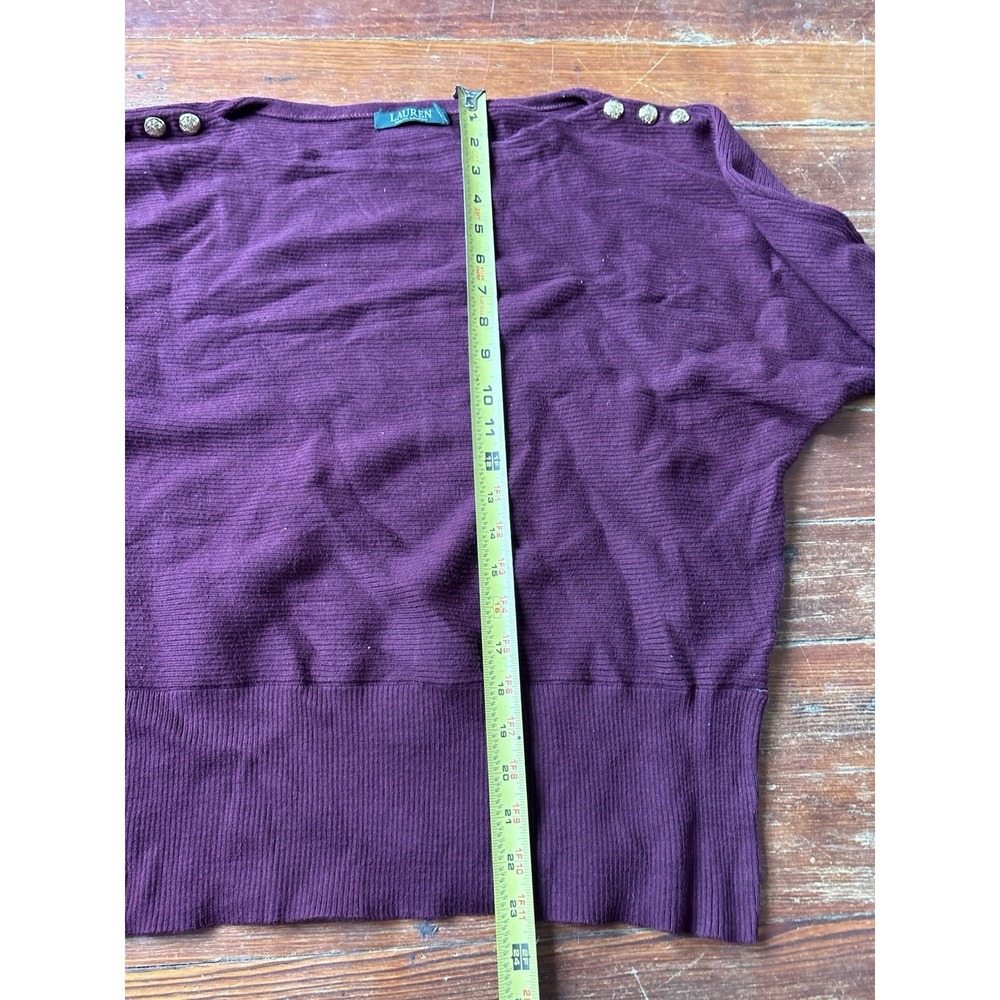 Lauren Ralph Lauren‎ Large Womens Sweater Maroon 100% Cotton Buttons Knit - Picture 7 of 7